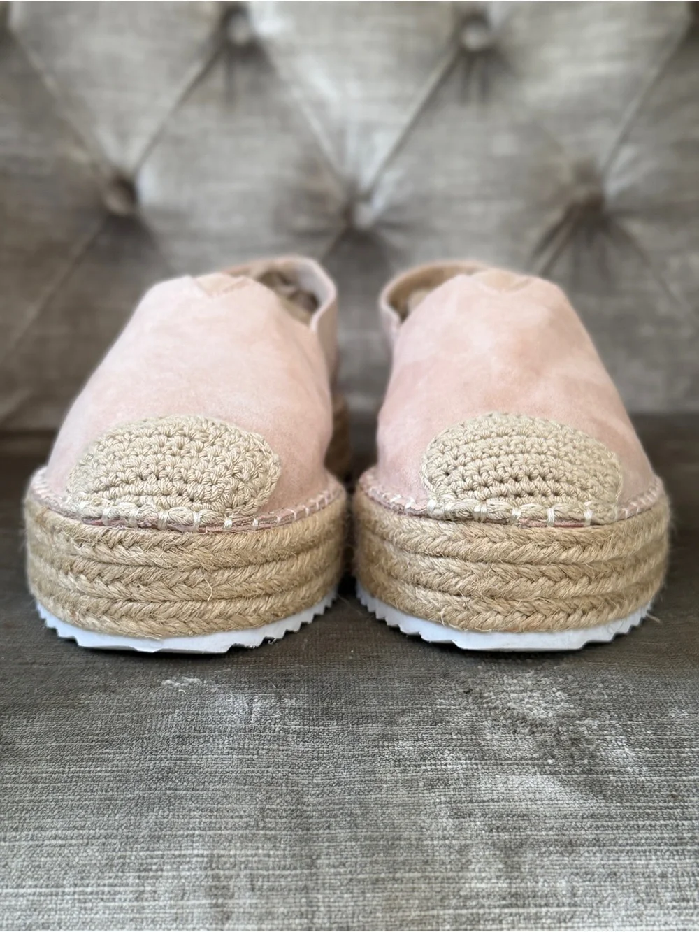 Pink Espadrille Platform Loafers Slip On Flats Size 8